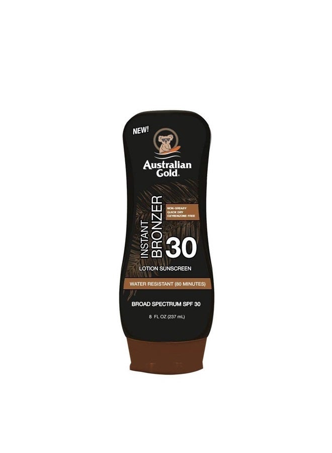 Australian Gold Sunscreen Lotion with Instant Bronzer, Broad Spectrum, Water Resistant, Non-Greasy, Oxybenzone Free, Cruelty Free, SPF 30, Coconut, 8 Fl Oz (A70902) - Image 1