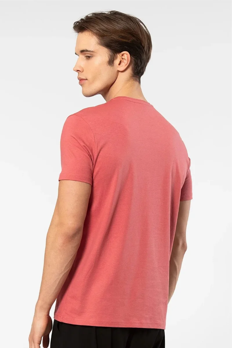 cacharel 2169 Men's Modal Cotton Crew Neck Short Sleeve T-Shirt-Coral