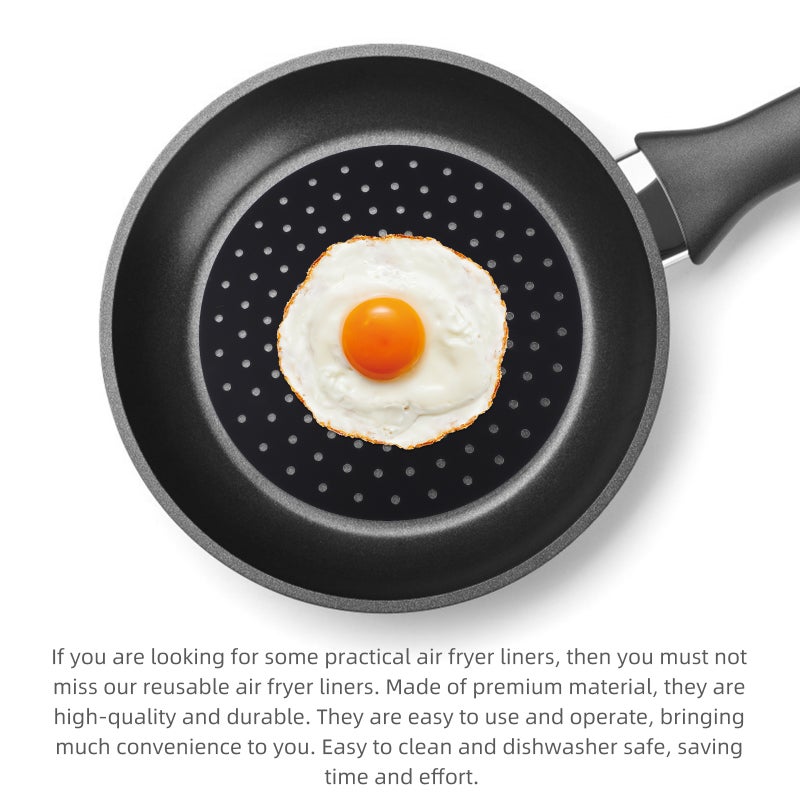 4Pcs Air Fryer Mats Reusable Steamer Liners Practical Baking Mats (Black,White) - Image 2