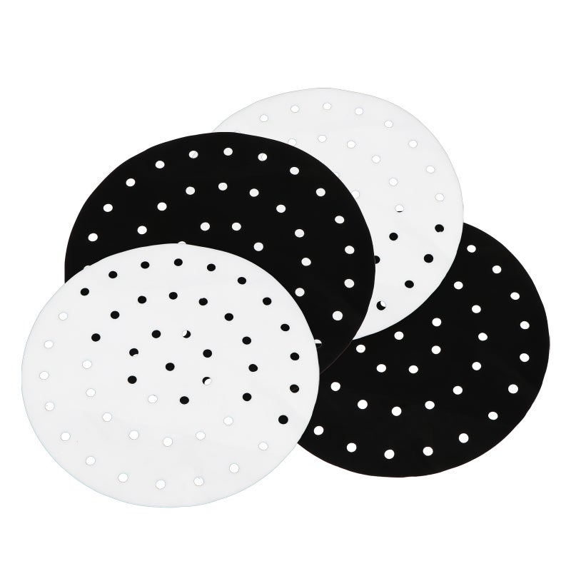 4Pcs Air Fryer Mats Reusable Steamer Liners Practical Baking Mats (Black,White) - Image 1