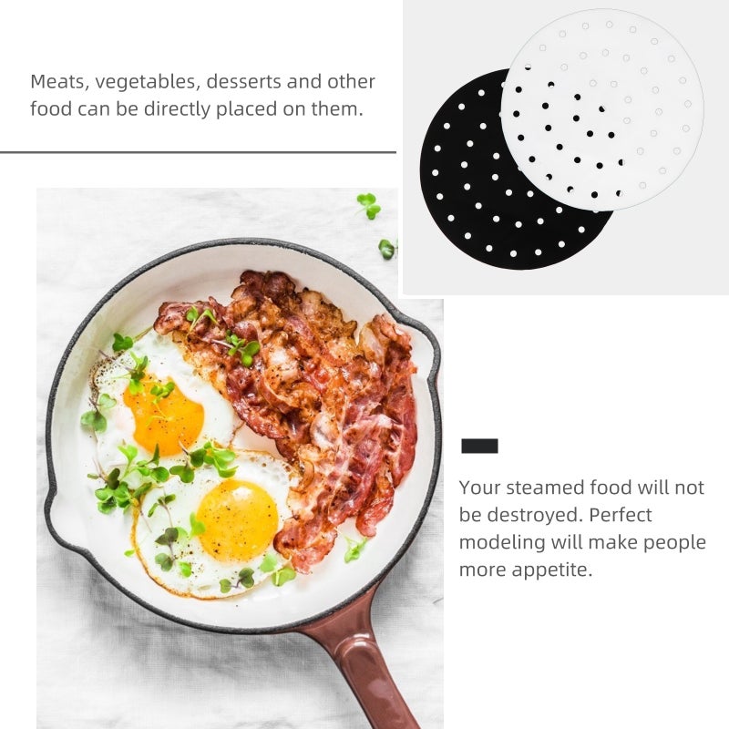 4Pcs Air Fryer Mats Reusable Steamer Liners Practical Baking Mats (Black,White) - Image 3