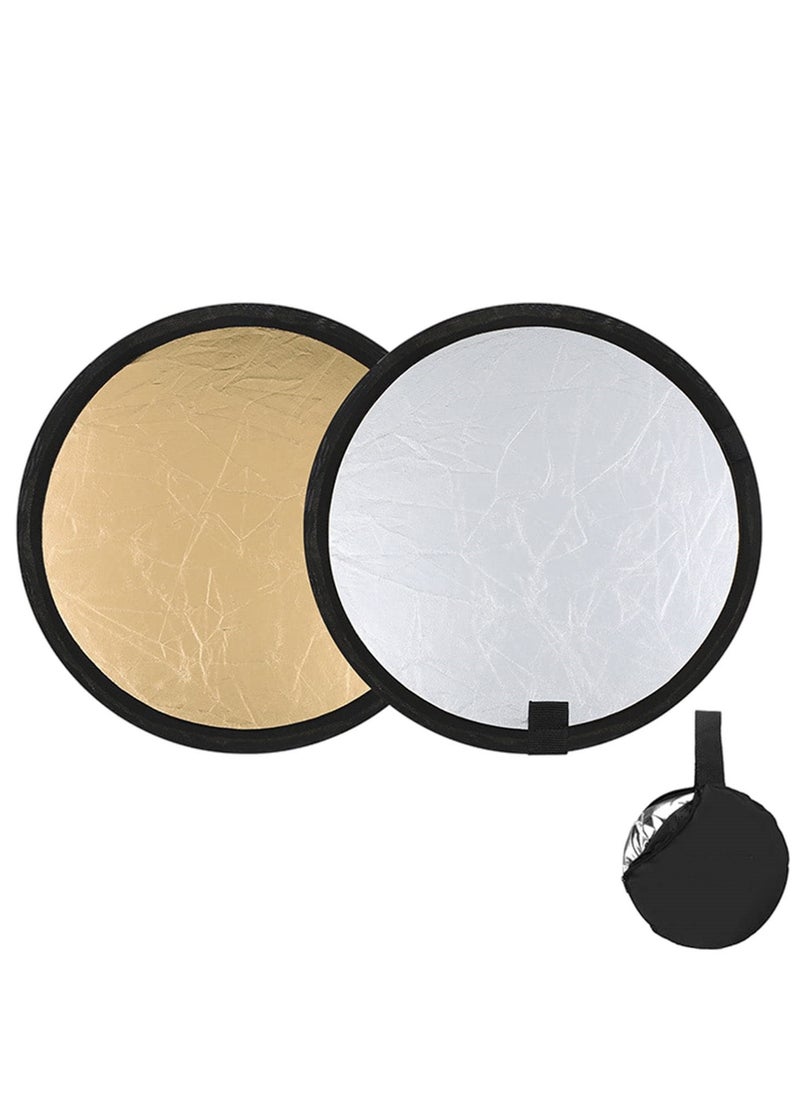 Generic Light Reflector 2 in 1 Folding Photo Studio Reflector Board with Bag- Silver Gold for Studio Photography Lighting and Outdoor Lighting (30cm)  - Image 1