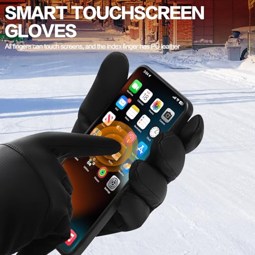 FEWTUR Winter Gloves for Women Running in Cold Weather - Touchscreen Gloves for Bike Hiking (Jet Black, X-Small) - Image 5
