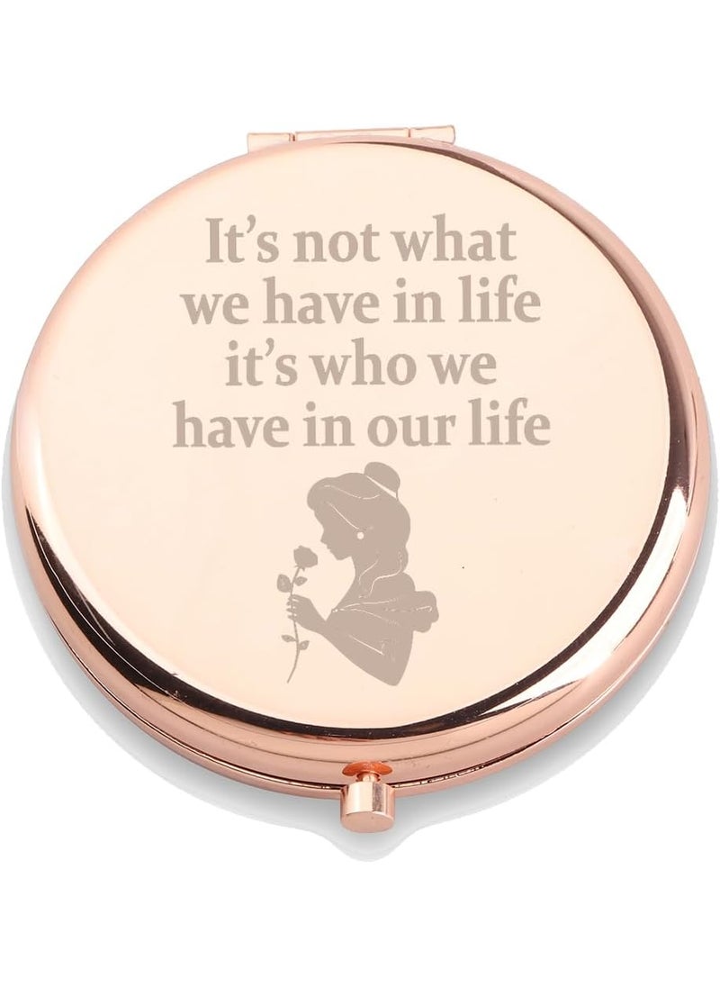 WUSUANED - WUSUANED Beauty Fairy Movie Makeup Mirror It’s Not What We Have in Life It’s Who We Have in Our Life Jewelry Beauty Beast Fans Gift Princess Belle Fans Gifts (Belle Princess Mirror) - Image 1