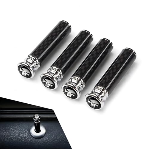 Zosgrew 4 PCS Car Door Lock Knobs Carbon Fiber Auto Door Pull Pin Covers Skullshaped Vehicle Handle Knob Bolt CoverUnviersal for Cars Accessories - Image 1