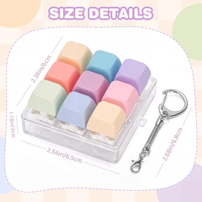 FunisFun Keyboard Fidget Toy Handheld Clicky Fidget Keyboard with Keychain Detachable Mechanical Clicker Adult Stress Relief Gifts for Leisure Moments (Style A) - Image 2