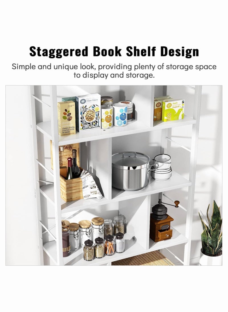 Chulovs Bookshelf Living Room Bookcase Large 4-Tier Storage Shelf, storage rack  for Office Study Industrial Style Easy Assembly Steel Frame Wooden Shelving Display Storage Unit Office Living Room Furniture - Image 5
