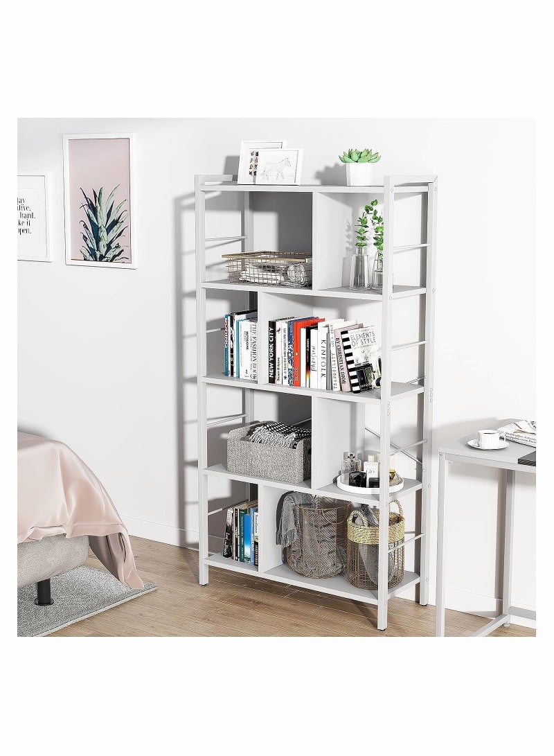 Chulovs Bookshelf Living Room Bookcase Large 4-Tier Storage Shelf, storage rack  for Office Study Industrial Style Easy Assembly Steel Frame Wooden Shelving Display Storage Unit Office Living Room Furniture - Image 2