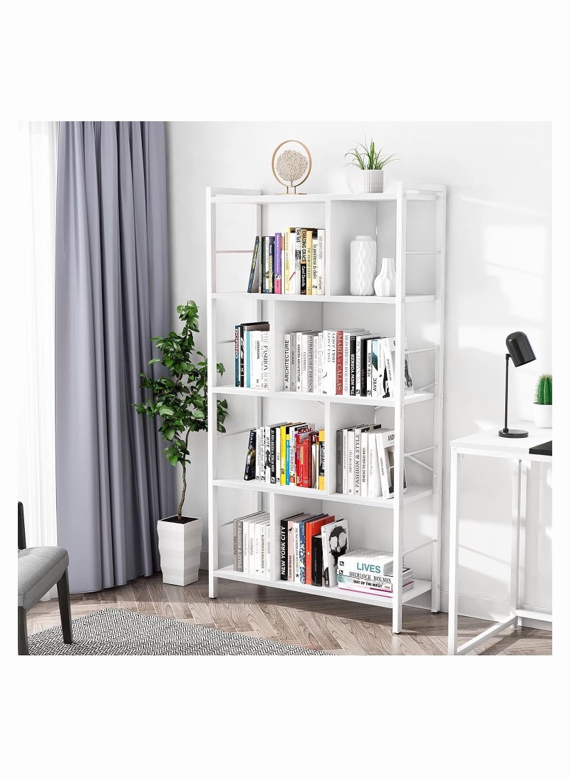 Chulovs Bookshelf Living Room Bookcase Large 4-Tier Storage Shelf, storage rack  for Office Study Industrial Style Easy Assembly Steel Frame Wooden Shelving Display Storage Unit Office Living Room Furniture - Image 4