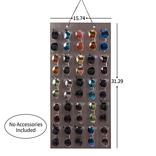 KGMCARE Sunglasses Organizer Storage- Hanging Eyeglasses Wall Pocket Mounted,Eyewear Display,25 Slots (Black, Large) - Image 2
