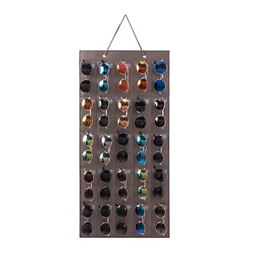 KGMCARE Sunglasses Organizer Storage- Hanging Eyeglasses Wall Pocket Mounted,Eyewear Display,25 Slots (Black, Large) - Image 1