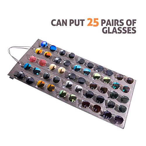 KGMCARE Sunglasses Organizer Storage- Hanging Eyeglasses Wall Pocket Mounted,Eyewear Display,25 Slots (Black, Large) - Image 5