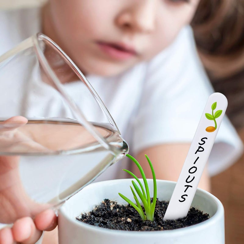 Whaline 200Pcs Thick Plastic Plant Labels with Hole White Garden Stakes Waterproof Garden Tag Signs for Greenhouse Seedlings Flowers Spotted Plants with 2 Marker Pen and A Roll of Twine (10 CM) - Image 5