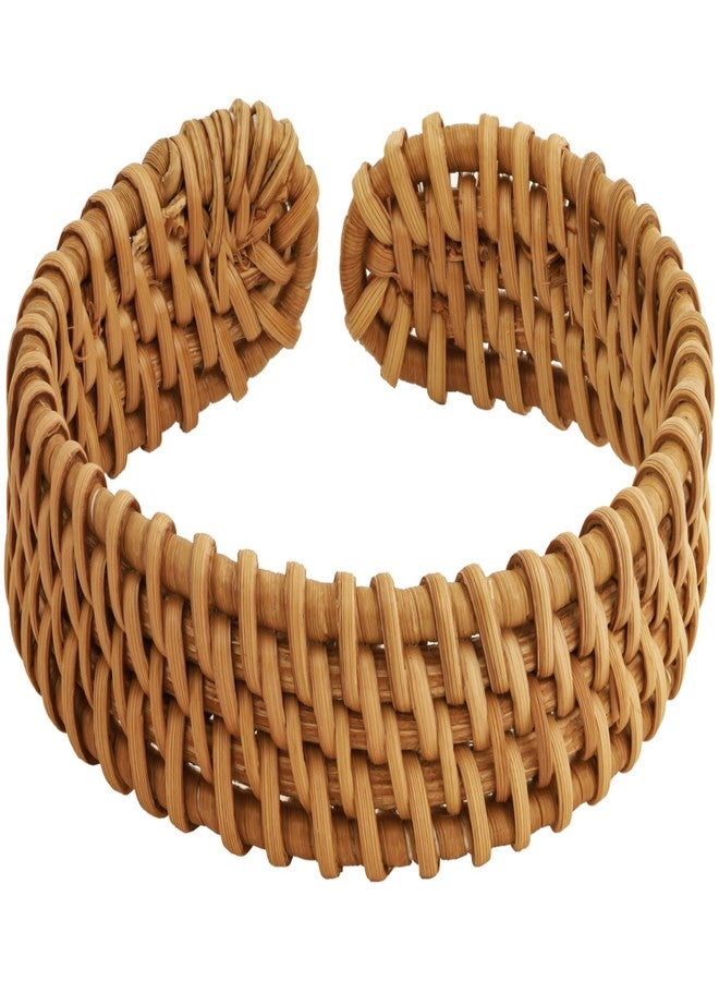MINACHI Rattan Bracelet for Women, Handmade Lightweight Straw Wicker Braid Cuff Bangle, Adjustable Bohemian Woven Chunky Wrist Jewelry - Image 1