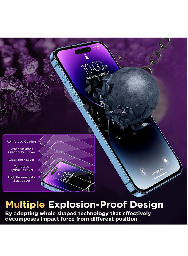 BORTONY Screen Protector Compatible for iPhone 14 Pro Max [6.7 Inch] Full Coverage 9D Tempered Glass Film For iPhone 14 Pro Max Clear/Black - Image 2