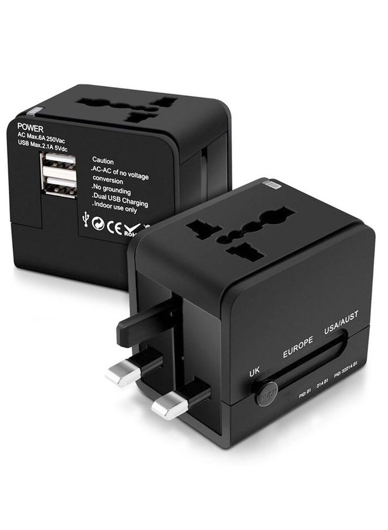 Oasisgalore All-in-One International Travel Adapter with Plugs and 2 USB Charging Ports  - Image 1