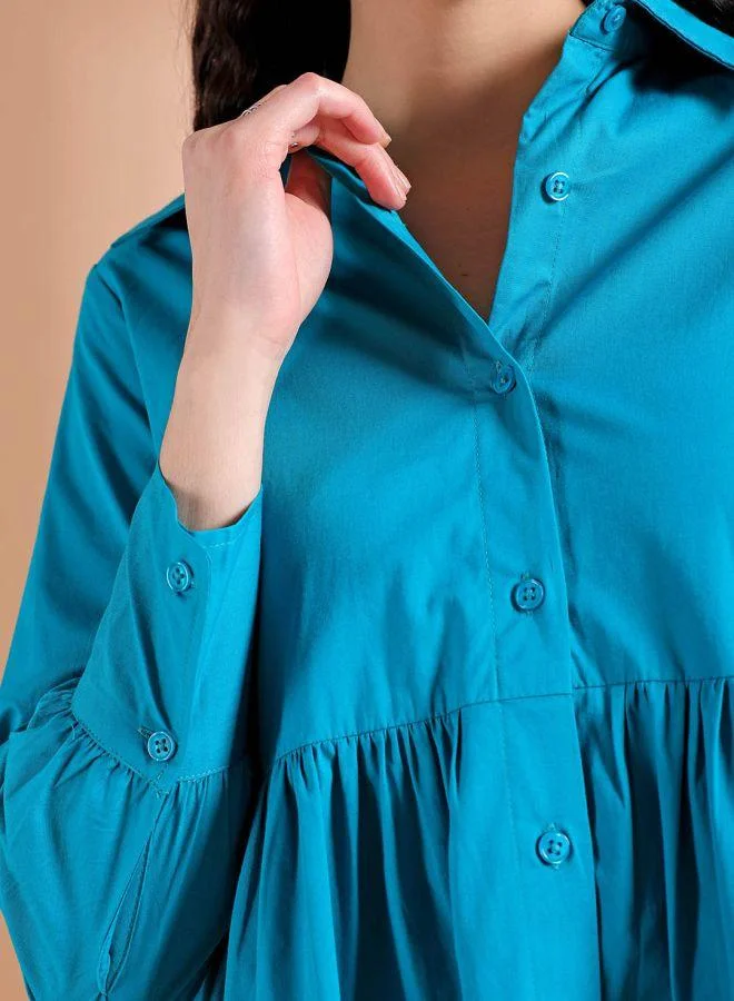 Freehand  Women Fit and Flared Casual Solid Shirt Dress for Women | Best Price UAE
