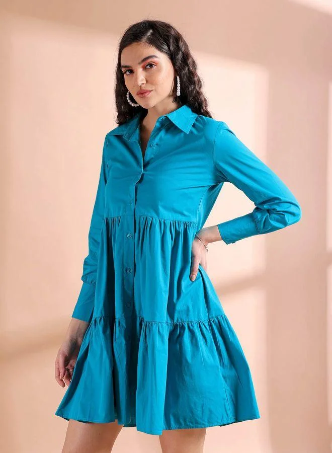 Freehand  Women Fit and Flared Casual Solid Shirt Dress for Women | Best Price UAE