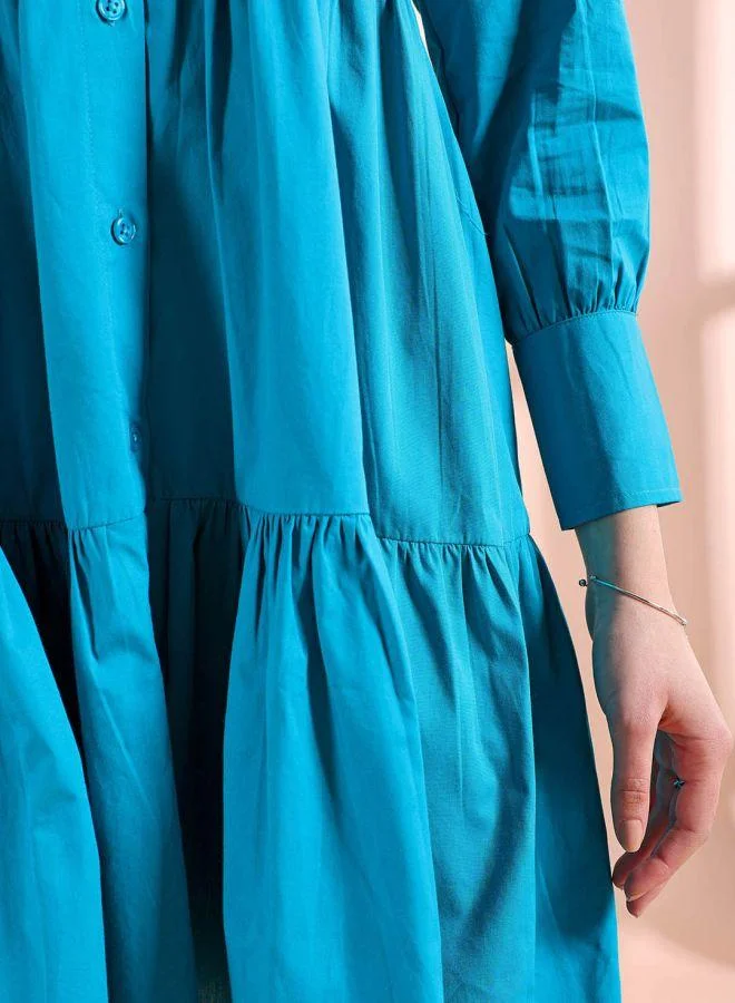 Freehand  Women Fit and Flared Casual Solid Shirt Dress for Women | Best Price UAE