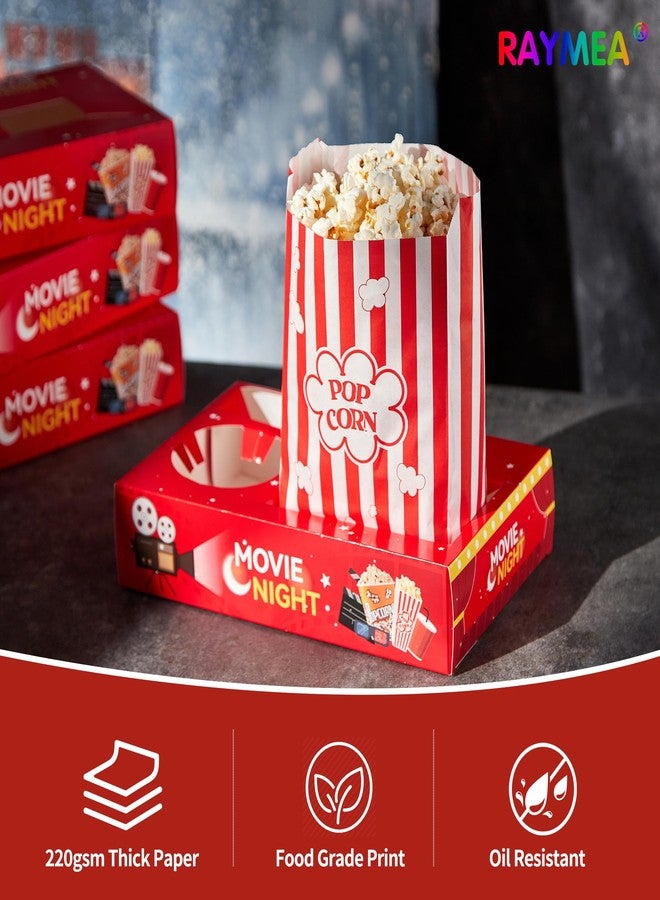 RAYMEA 24Pcs Movie Night Supplies Disposable Paper Movie Snack Trays (12ct) and Retro Style Large Capacity Popcorn Bags(12ct), Drink & Candy Snack Boxes for Cinema Family Birthday Parties - Image 2
