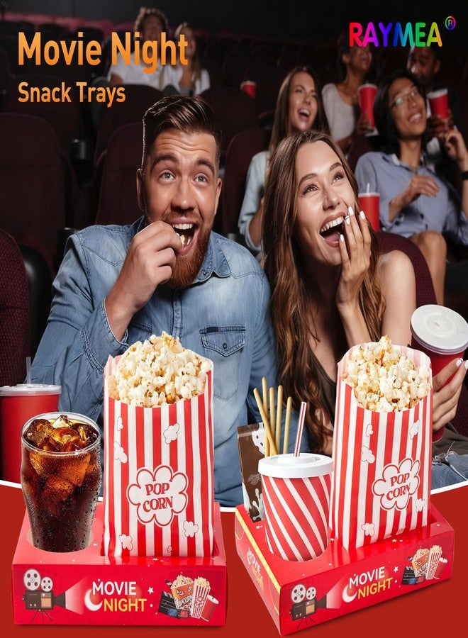 RAYMEA 24Pcs Movie Night Supplies Disposable Paper Movie Snack Trays (12ct) and Retro Style Large Capacity Popcorn Bags(12ct), Drink & Candy Snack Boxes for Cinema Family Birthday Parties - Image 4
