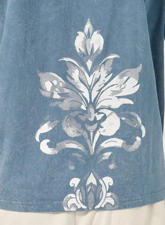 Styli Acid Washed Crew Neck Oversized T-Shirt