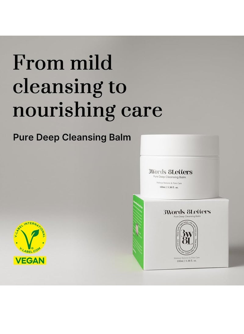 3words 8letters [3W8L] Pure Deep Cleansing Balm 3.38 oz | Makeup remover balm | Korean Skin care | Vegan Pore cleanser | Natural Deep Cleansing Balm for Sensitive & Dry skin  - Image 4
