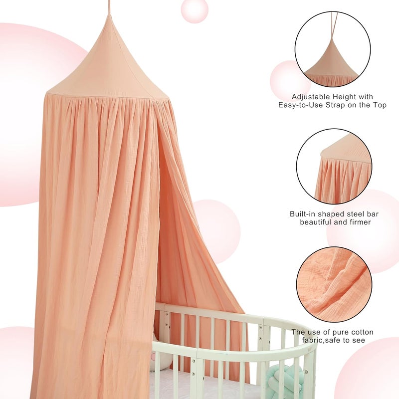 Vhaso Cotton Kids Bed Canopy Nursery Room Baby Crib Hanging Curtain Mosquito Net Hideaway Bedding Children Reading Nook Decoration Pastel Neutral Color for Boys  Girls Green - Image 3