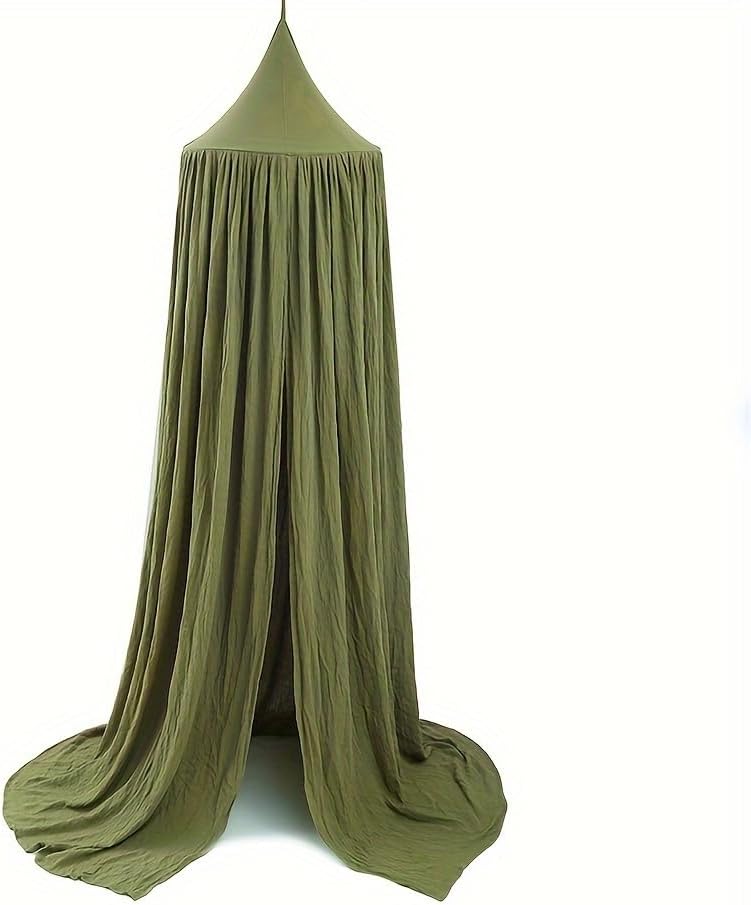 Vhaso Cotton Kids Bed Canopy Nursery Room Baby Crib Hanging Curtain Mosquito Net Hideaway Bedding Children Reading Nook Decoration Pastel Neutral Color for Boys  Girls Green - Image 1