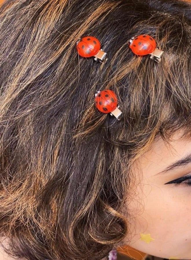 TYATVS 10 Pcs Ladybug Hair Clips Cute Lady Bug Barrettes Y2k Whimsy Twee Animal Grunge Whimsical Accessories (red) - Image 3