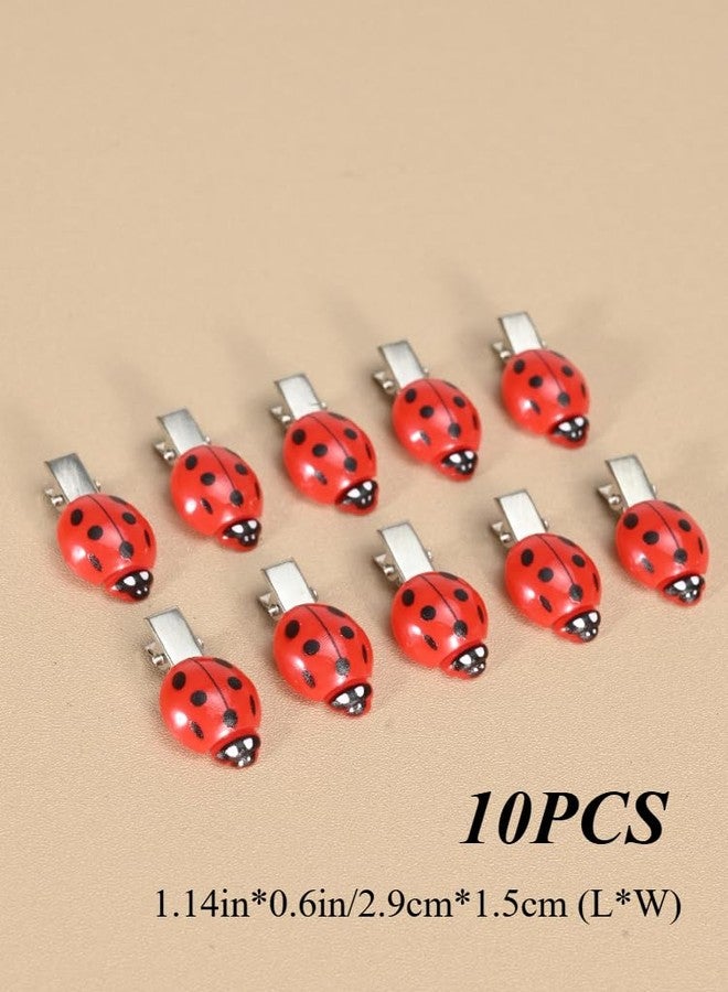 TYATVS 10 Pcs Ladybug Hair Clips Cute Lady Bug Barrettes Y2k Whimsy Twee Animal Grunge Whimsical Accessories (red) - Image 5