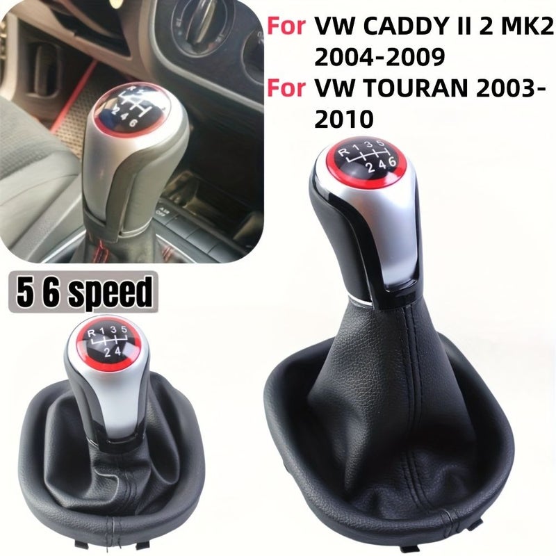 1pc New Style 5 6 Speed Faux Leather Gear Shift Knob For VW Touran 2003 2010 Caddv Ii Mk2 2004 2009 5 Gears - Image 1