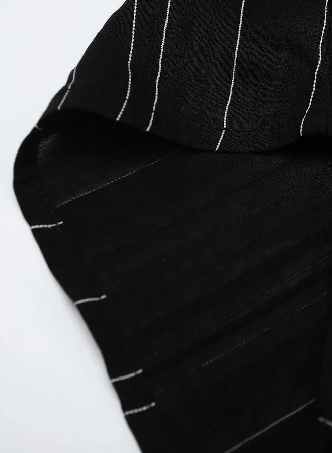 Styli Styli Textured Striped Short Sleeve Button Up Shirt
