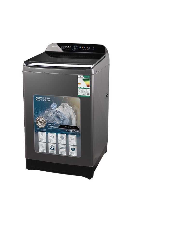GENERAL SUPREME General Supreme Washing Machine Automatic Top Load 12 KG, 10 Programs, Dark Silver, GS12BT25KS  - Image 2