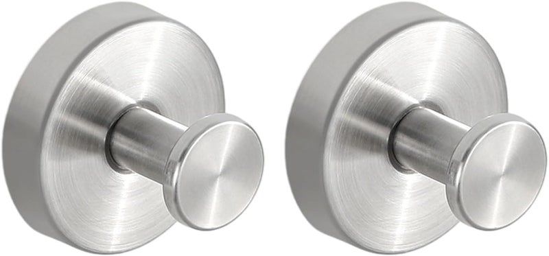 Getaria Shower Suction Cup Hooks, Heavy Duty Bathroom Wall Hooks for Towels, Robes, Loofahs, Removable Metal Hook for Tile Glass Mirror, No Drill (2, Silver) - Image 1