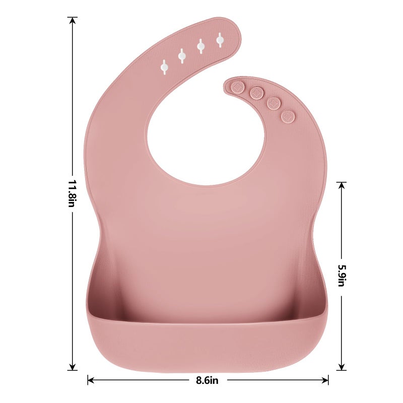 Eascrozn Silicone Bibs for Babies Toddler Set of 3, BPA Free, Soft Adjustable Waterproof Bibs for Feeding Essentials - Image 2