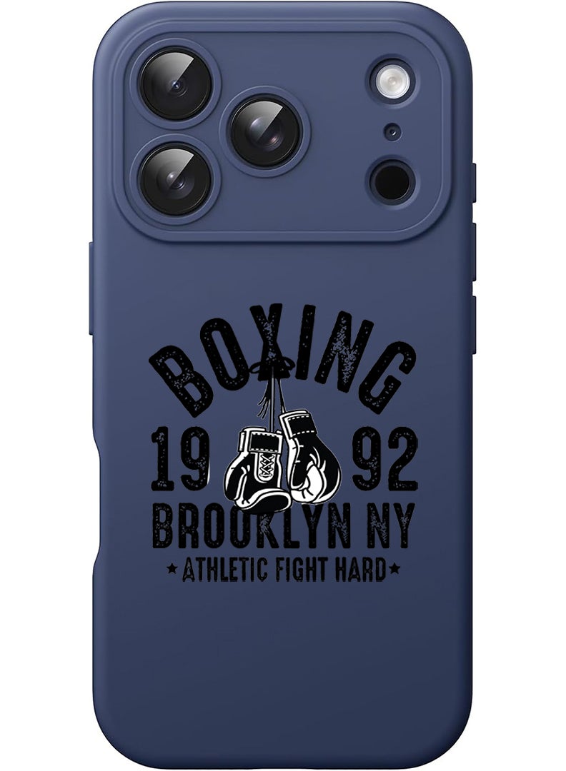 Theodor Protective Slim Fit Case Liquid Silicone Cover with Full Body Protection Anti-Scratch Shockproof Case For Apple iPhone 17 Pro Max (Blue) Boxing Brooklyn - Black - Image 1