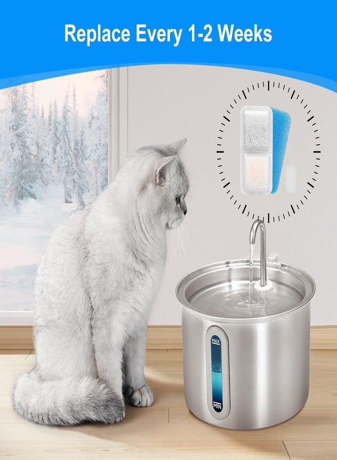 عبوة من 12 فلتر مياه بديلة للقطط من ون إز أول، فلاتر بديلة لنافورة مياه الحيوانات الأليفة المصنوعة من الفولاذ المقاوم للصدأ سعة 2 لتر، سهلة التركيب وتحافظ على نظافة مياه الحيوانات الأليفة - Image 3