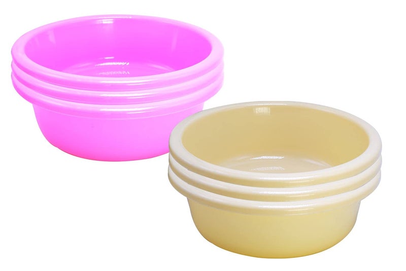 Wonder Homeware Bowl 6 Heavy Quality Bowl Set, 6 pc Bowl 4 LTR, Pink Yellow Color - Image 1