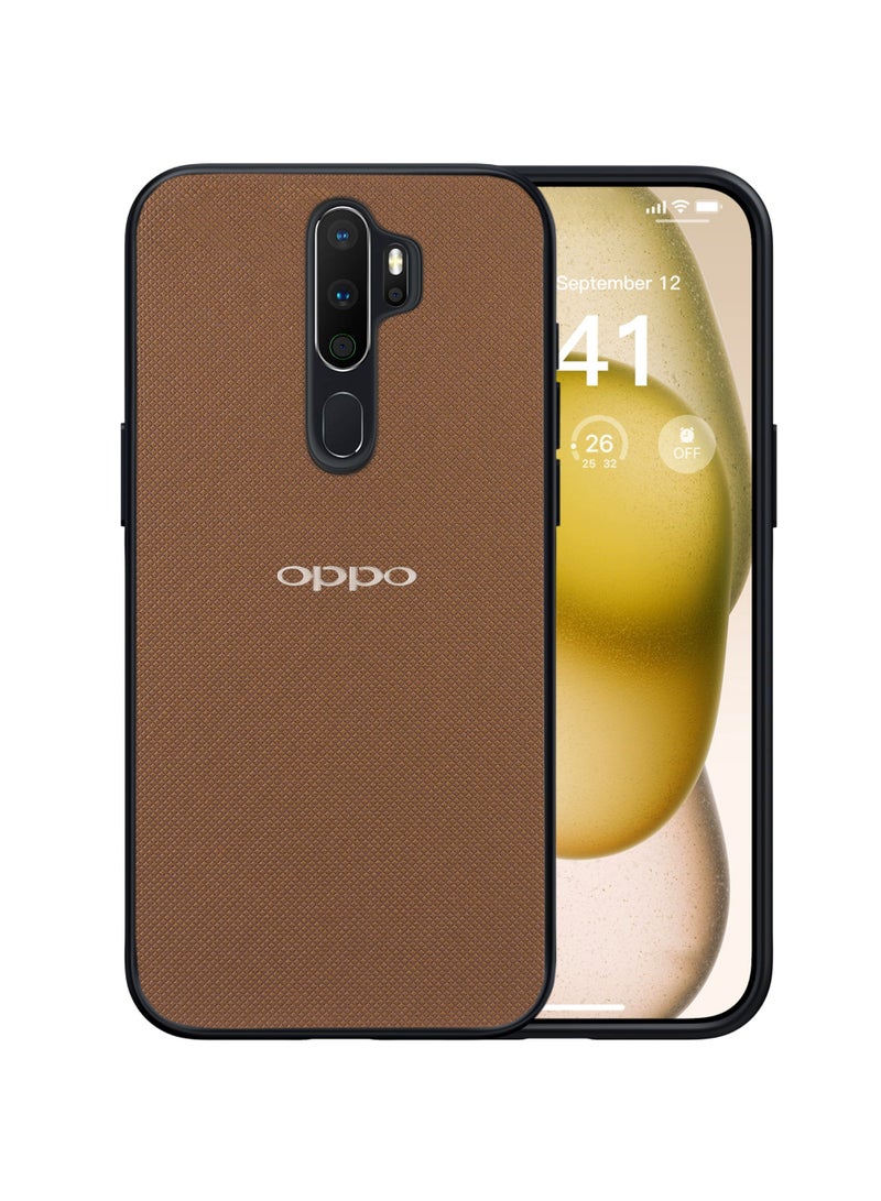 Compatible with Oppo A5 2020/A9 2020 Case Dual Layer Heavy Duty Cell Phone Protective Cover Shockproof Rugged with Non-Slip Textured - Brown