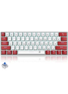 Rock Pow 61keys Wired 60% Mechanical Gaming Keyboard Blue Switch Full Anti-ghosting Portable Mini Keyboard for Windows Laptop PC Mac  - Image 1