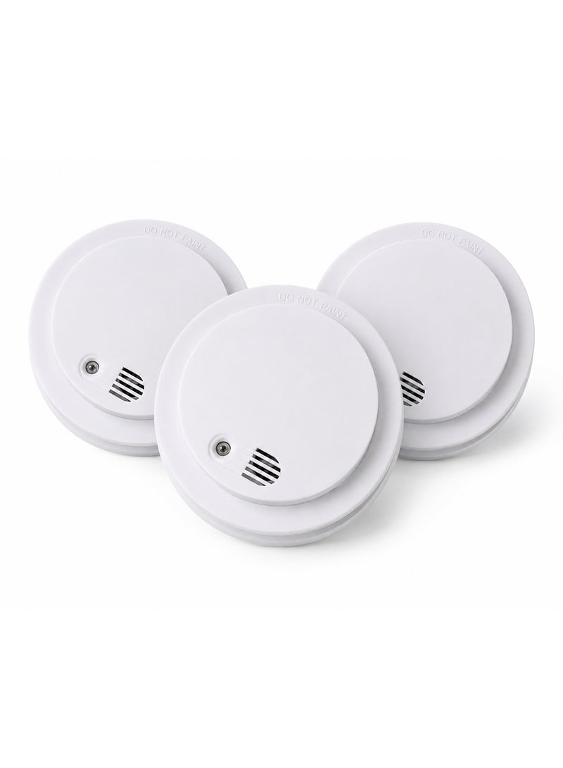 Wireless smoke detector with alarm, 9V battery-operated (3 pieces) - Image 1