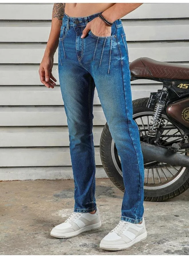HIGH STAR Mid Rise Faded Regular Fit Jeans by Styli