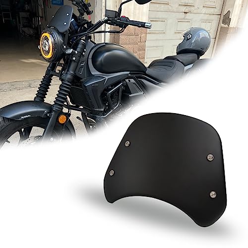 HARPUOU Metal Universal Motorcycle Windshield Wind Deflector Windscreen Front Flyscreen with Mount for Motorbike 5"-7" LED Headlight - Image 1