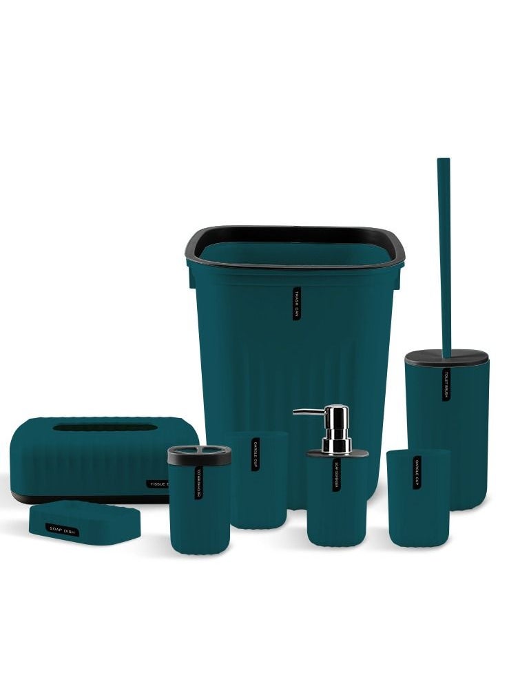 J&S HOME - 8-Piece Bathroom Accessories Set-Blue - Image 1
