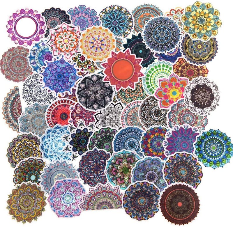 Decor Production Pack of 100 Vinyl Waterproof Multipurpose Mandala Art Stickers for Kids, Scrapbooking, waterbottles, Electronic Gadgets-Self-Adhesive - Image 1