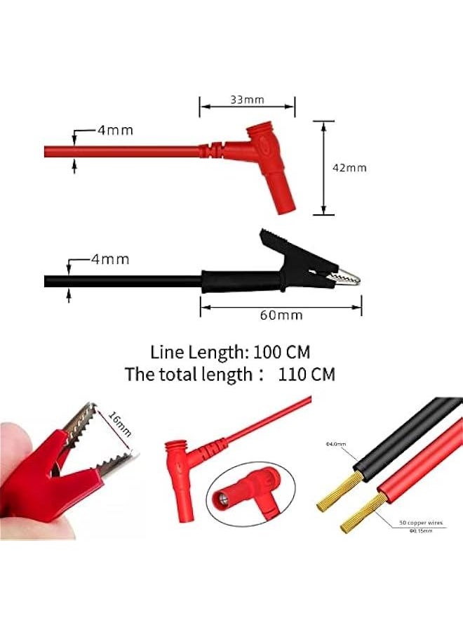 Generic - Test Leads for Multimeter,3.3FT Test Lead with Alligator Clips and Gold Plated Test Probe, multimeter Leads Kit, Suitable for Most of Digital Multimeter - Image 1