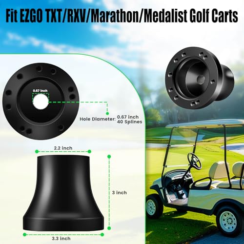 LEAPGOMAX EZGO Steering Wheel Adapter fit EZGO TXT/RXV/Marathon/Medalist Golf Carts Steering Wheel Adapter Golf Cart Accessories(Black) - Image 2
