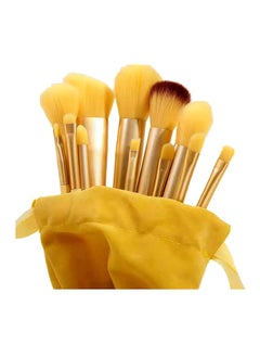 Bonita Upgraded Piece Makeup Brush Set,Premium Wood Blending Face Powder Blush Concealers Eyeshadow Brush Make up Brushes Set Round Brush Poach (yellow)  - Image 1