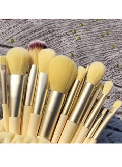Bonita Upgraded Piece Makeup Brush Set,Premium Wood Blending Face Powder Blush Concealers Eyeshadow Brush Make up Brushes Set Round Brush Poach (yellow)  - Image 3